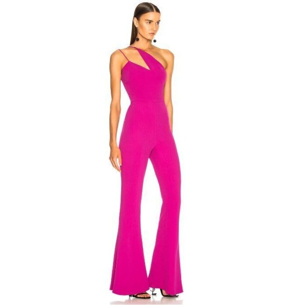 Cushnie et Ochs Pink Nikkita Jumpsuit One Shoulder Flared Leg SZ 0 NWT - Picture 2 of 11